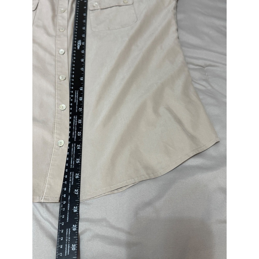 Chico's Women's Size 2 (L) Button Down Tunic Blouse Roll Tab Long Sleeve Beige - Picture 9 of 11